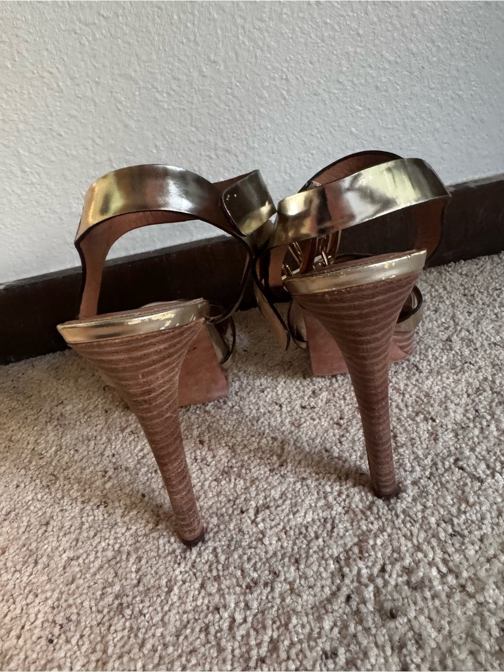 Coach Metallic Gold Platform High Heel Sandals - Picture 3 of 4